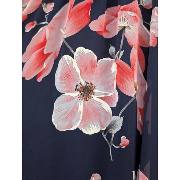 Robbie Bee Women's Halter Floral Sleeveless Maxi Dress Sz 12 Navy Orchid - Picture 4 of 6